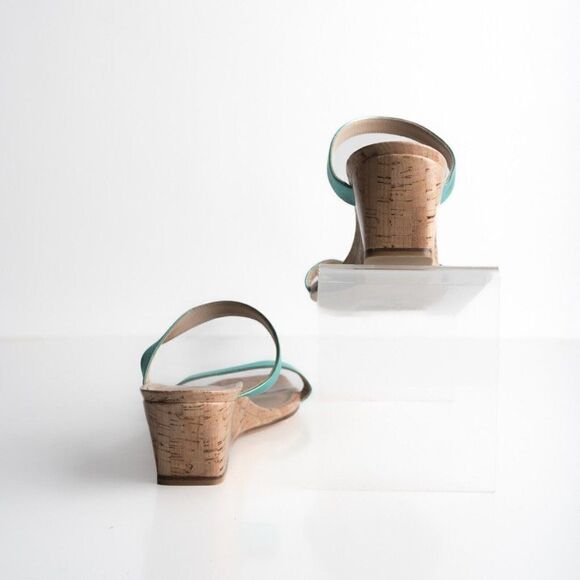 Stuart Weitzman Womens Aleena Wedge Sandals Capri Metallic Blue US 10 EU 41 New - Picture 6 of 8